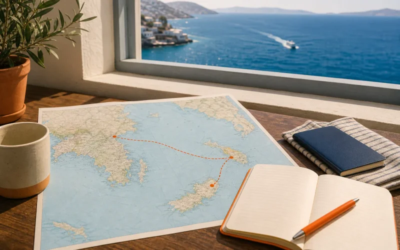 Planning a trip to Greece with an island route map