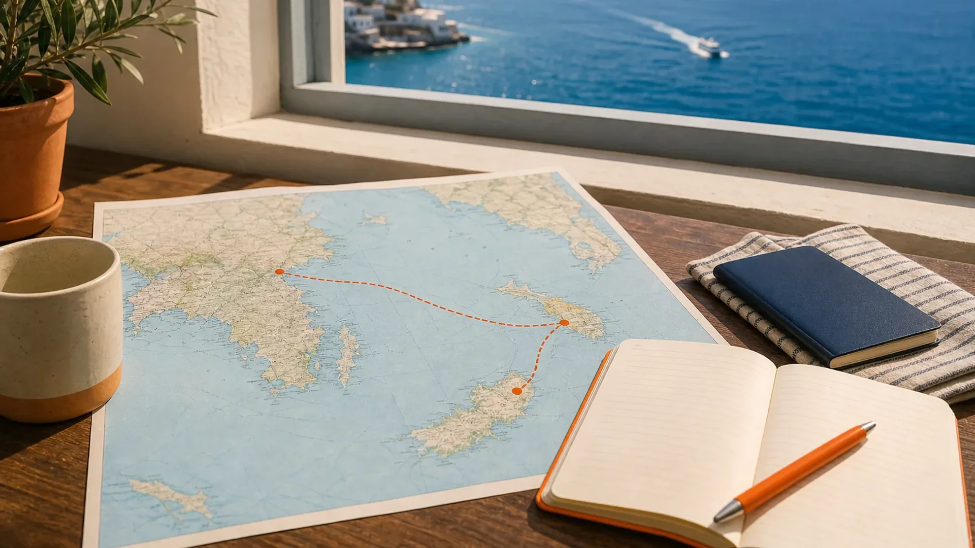 Planning a trip to Greece with an island route map
